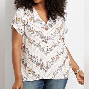 White floral button down blouse